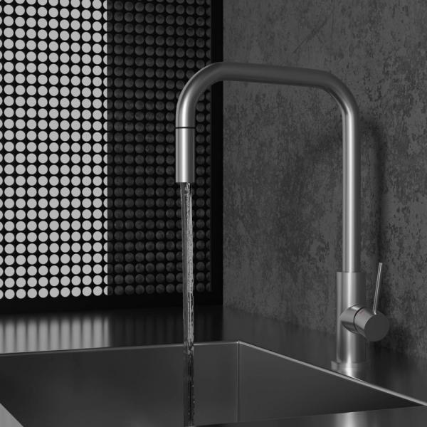 Primy Steel Accent Square køkkenarmatur m/udtræk - Rustfrit stål Primy Steel Accent Square køkkenarmatur m/udtræk - Rustfrit stål