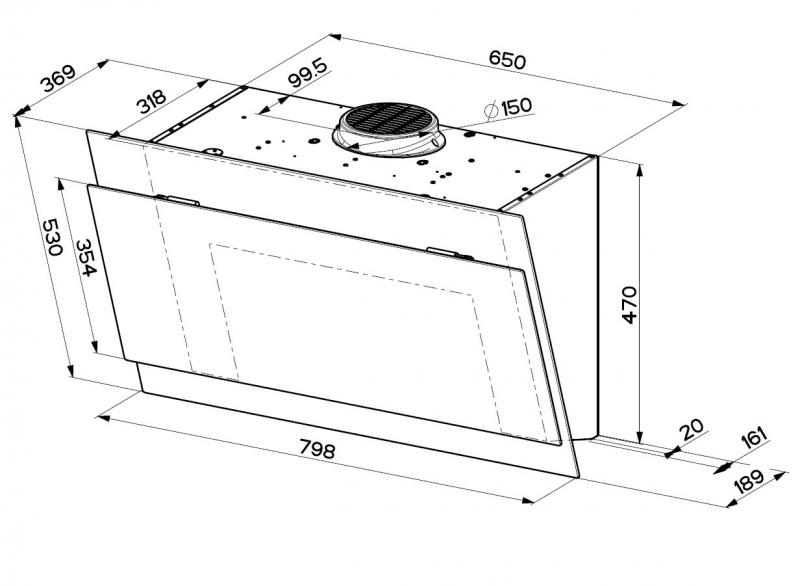 Eico True Double Black F80 emhætte til vægmontering - Sort Eico True Double Black F80 emhætte til vægmontering - Sort