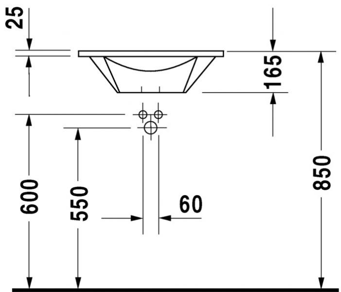 Duravit Starck 1 Ø58 håndvask t/møbel eller nedfældning - 1 hanehul