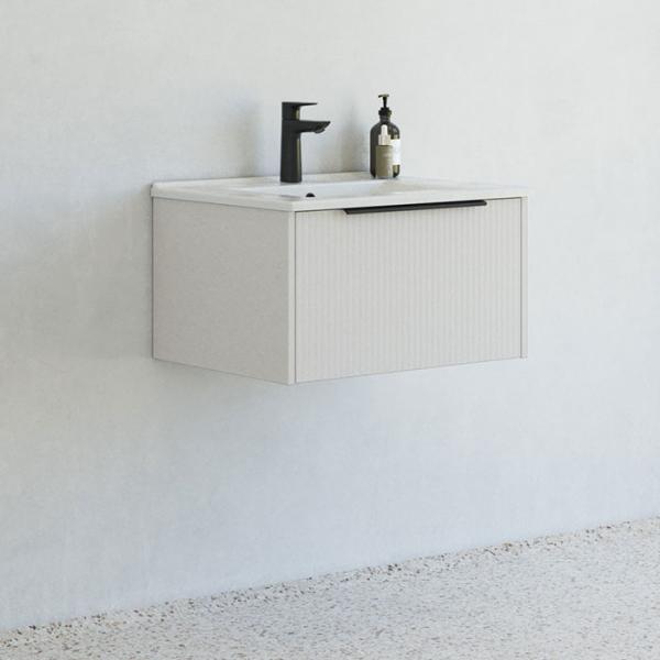 Dansani Mido+ Classic 61 møbelsæt m/Amber vask og 1 skuffe - Striber/mat sand Dansani Mido+ Classic 61 møbelsæt m/Amber vask og 1 skuffe - Striber/mat sand