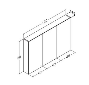 Dansani Style spejlskab 120 m/3 låger og lysstyring - Hvid mat Dansani Style spejlskab 120 m/3 låger og lysstyring - Hvid mat