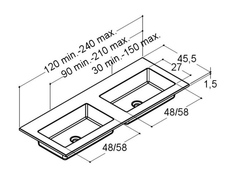 Dansani Luna Urban 160 møbelsæt m/Minore dobbeltvask og 4 skuffer - Valgfri farve Dansani Luna Urban 160 møbelsæt m/Minore dobbeltvask og 4 skuffer - Valgfri farve