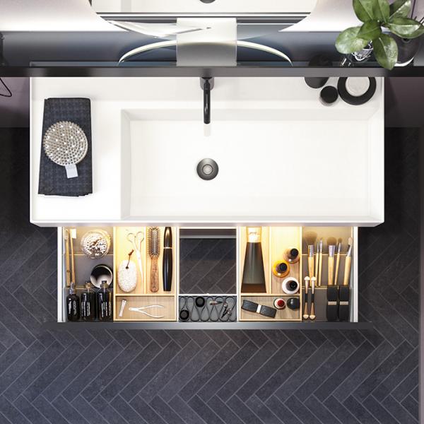 Dansani Luna Urban 100 møbelsæt m/Azym vask og skuffer - Høj - Valgfri farve/sort ramme Dansani Luna Urban 100 møbelsæt m/Azym vask og skuffer - Høj - Valgfri farve/sort ramme