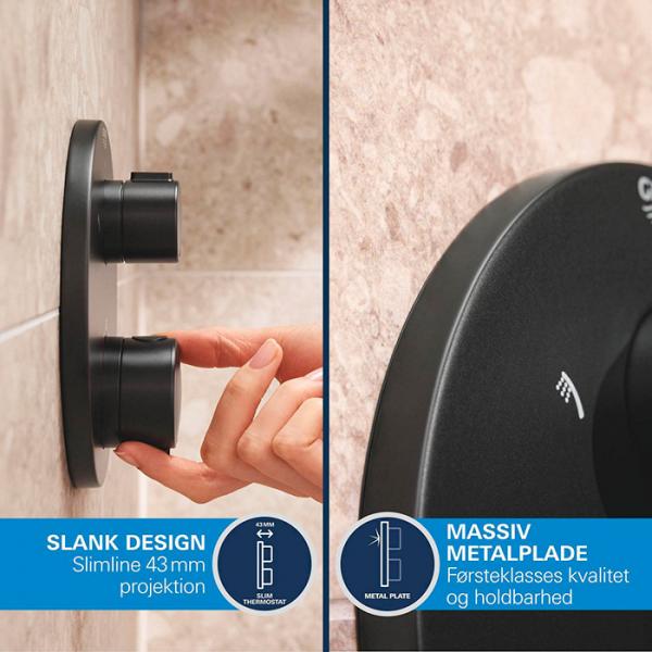 Grohe Precision Thermostat indbygningsbrusesystem - Mat sort Grohe Precision Thermostat indbygningsbrusesystem - Mat sort