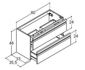 Dansani Luna Urban 80 møbelsæt m/Mini Minore håndvask og skuffer - Valgfri farve