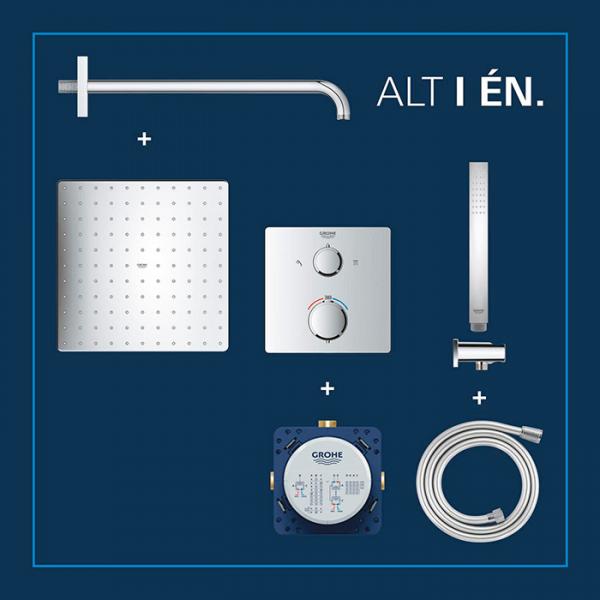 Grohe Precision Cube 310 komplet brusesystem til indbygning - Krom